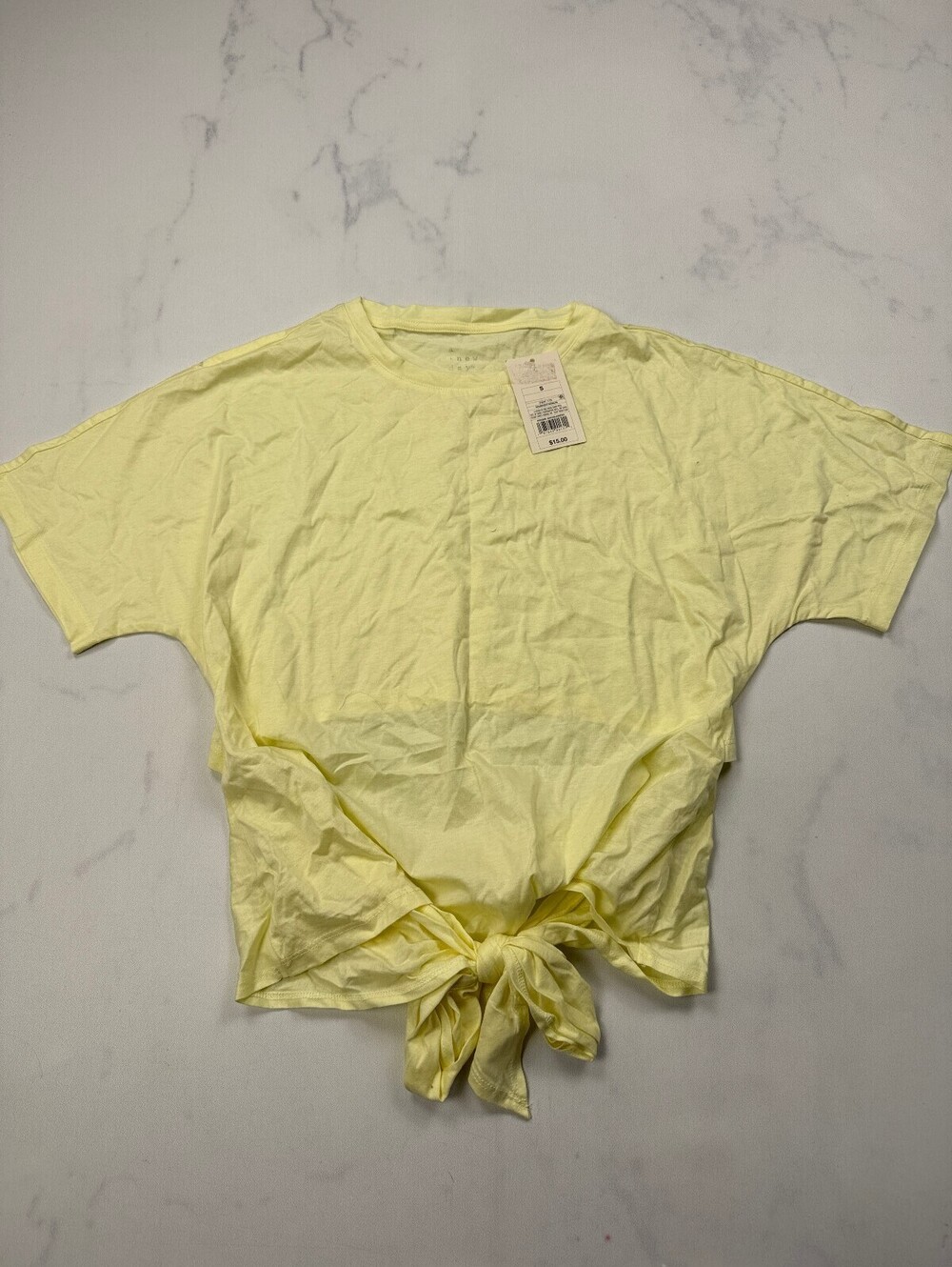 A New Day Tied Top T Shirt Yellow Modern Classic Flattering - Womens S